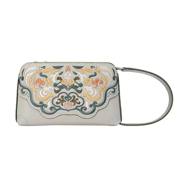 古伊西 敦煌图腾新中式国风刺绣工艺 牛皮 手腕包 女款