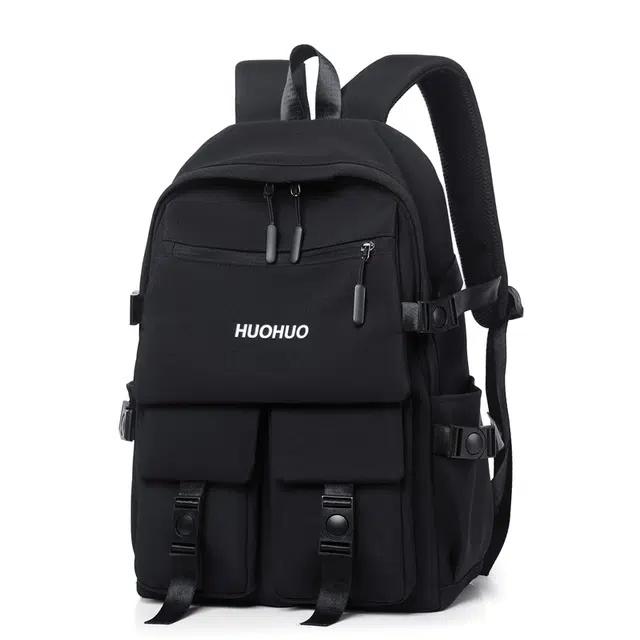 尊梵 功能电脑包 时尚潮流书包 学生多口袋背包 双肩包 耐磨面料 男款主流 黑色