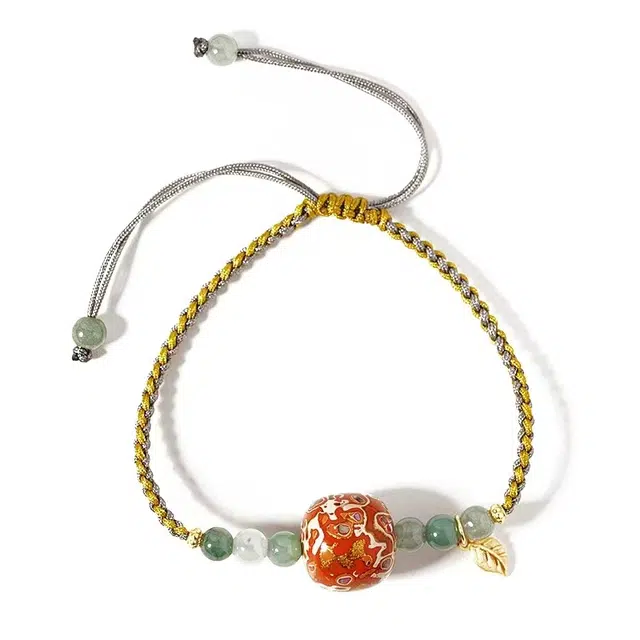 玉临门 新中式吉祥如意 心想事成转运珠编织 木作 手串 男女同款情侣款 大漆