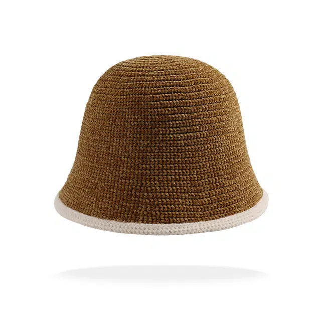 浪莎 秋冬卡其色时尚潮流百搭保暖毛绒针织大帽檐防风防寒   锦纶聚酯纤维 护耳帽渔夫帽 男女同款情侣款