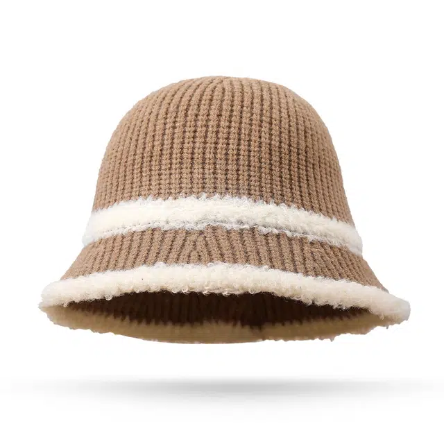 浪莎 秋冬卡其色拼色毛线帽百搭羊羔撞色保暖防寒   聚酯纤维棉羊毛腈纶 针织帽渔夫帽 男女同款情侣款