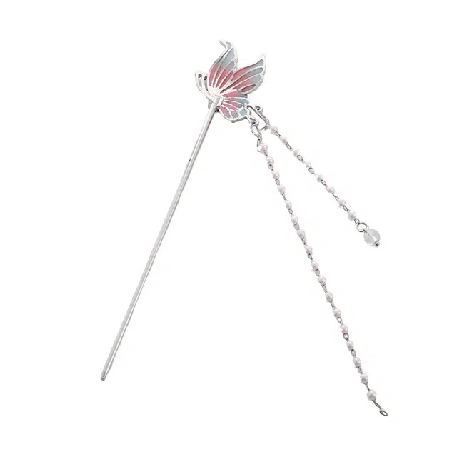 克兰茜 人鱼公主 小众精致高级感设计 大气时尚百搭轻奢清新优雅气质 新中式步摇流苏 发簪 女款 银色粉色