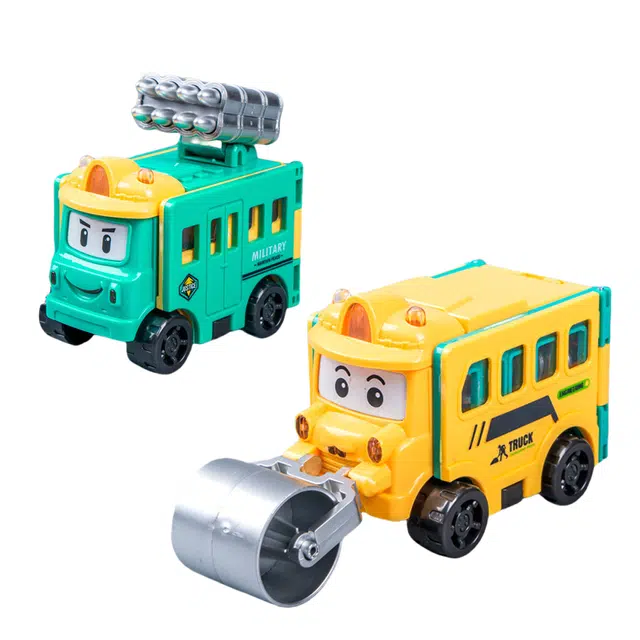 雄俊 卡通变形翻转 趣味双面反转惯性车 成品模型