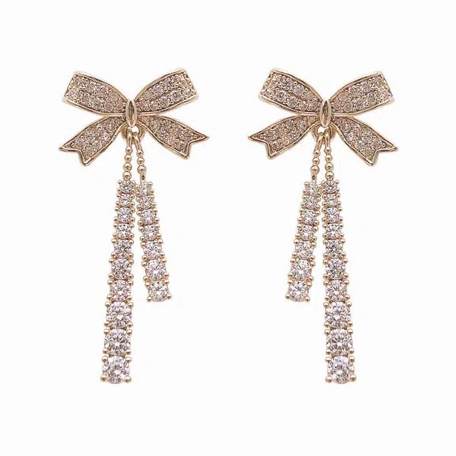 大唐国鼎 蝴蝶结轻奢高级感小众设计款 风森系甜蜜超仙文艺 复古百搭韩系可爱 合金 耳钉 女款