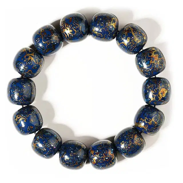 玉临门 国潮吉祥如意 富贵吉祥黑金色 木作 手串 男女同款情侣款 大漆