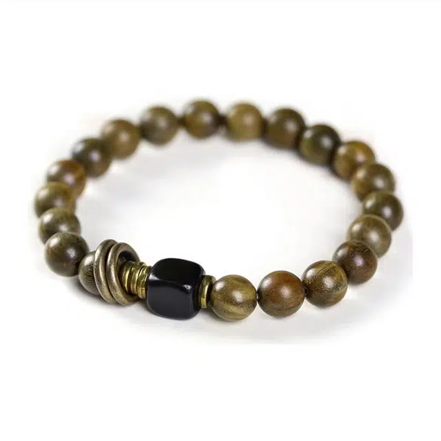 九隆古 考试考研上岸 复古风 佛系禅意民族风 国潮佛珠转运新中式叠戴文玩手把件 檀木 木作手串 男女同款情侣款 绿檀