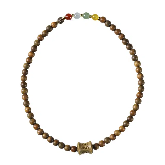 京华录 国风多宝多福文艺双圈叠戴串珠 新中式六字真言五行盘玩佛珠 本名年护身转运珠 时来运转 檀木 手串 男女同款情侣款 绿檀