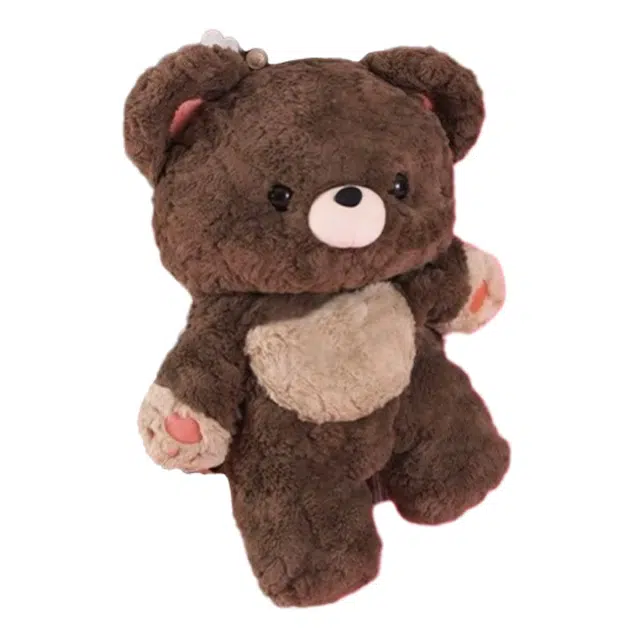 抱竹 可爱日常百搭 聚酯纤维 双肩包 大号 女款 咖色