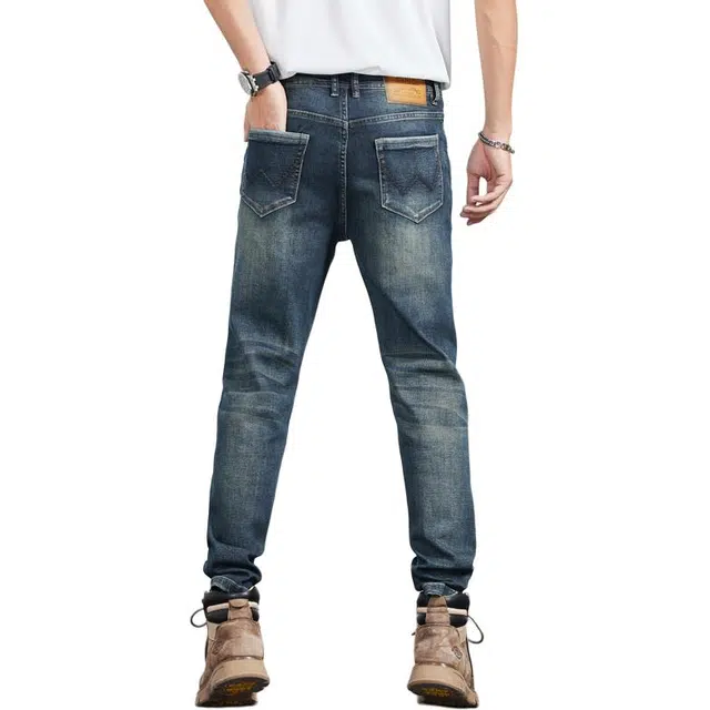 雅鹿 休闲工装高端宽松百搭弹力牛仔裤 男款 复古蓝