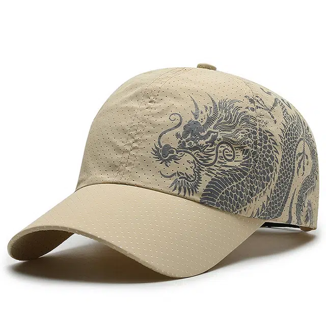 浪莎 夏季轻量化透气遮阳速干 国风中国龙印花运动遮阳 棉 鸭舌帽 男女同款情侣款