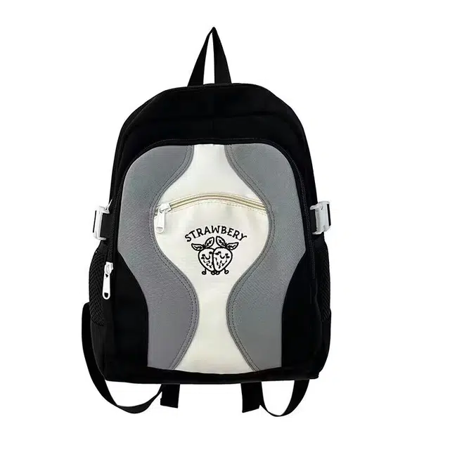 揽月 美式复古撞色设计高颜值休闲简约时尚百搭学生通勤 尼龙 双肩包 黑色/红蓝色/红色/蓝色/棕色