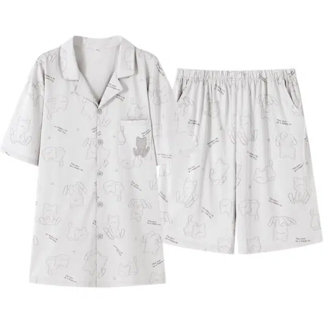 都市丽人 棉质薄款短袖裤凉感家居服睡衣套装 男女同款