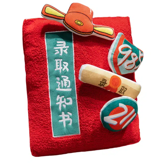 皮皮豆 逢考必过毯 简约美观抱枕 创意设计舒适柔软靠枕 玩偶周边