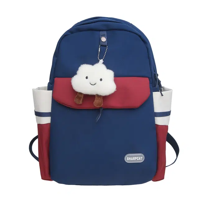 度森袋鼠 日系时尚简约休闲百搭轻便初中生大学生上课大容量 尼龙 背包双肩包 女款 蓝色/粉色/棕色