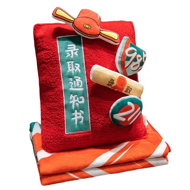 皮皮豆 逢考必过毯 简约美观抱枕 创意设计舒适柔软靠枕 玩偶周边
