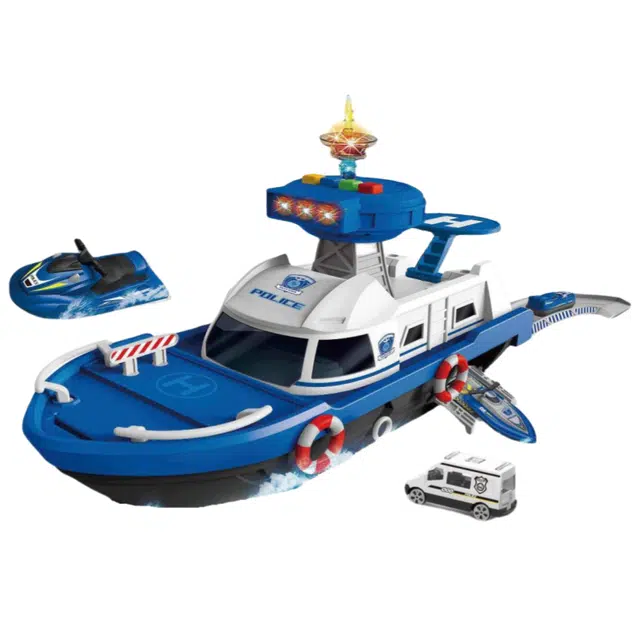 雄俊 合金滑行航艇 带灯光音乐消防警察车 玩具