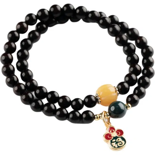 仙源 福袋 新中式小众复古风文玩念珠圆珠 平安福 木作 手串 男女同款情侣款 紫檀