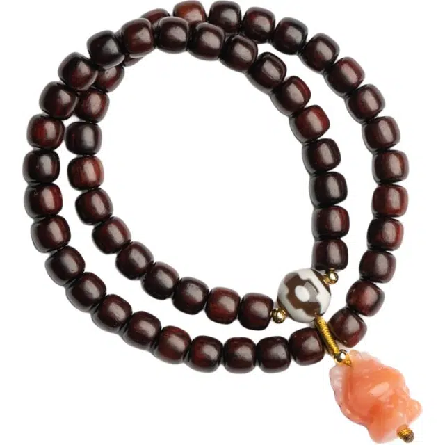 仙源 龙宝 雕刻民族风文玩念珠佛珠 合金 木作手串 男女同款情侣款 紫檀