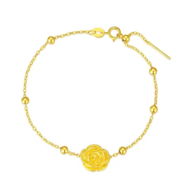 大唐国鼎 玫瑰花 气质精致 国潮复古新中式简约小众设计高级感 立体磨砂花朵 合金 手链 女款