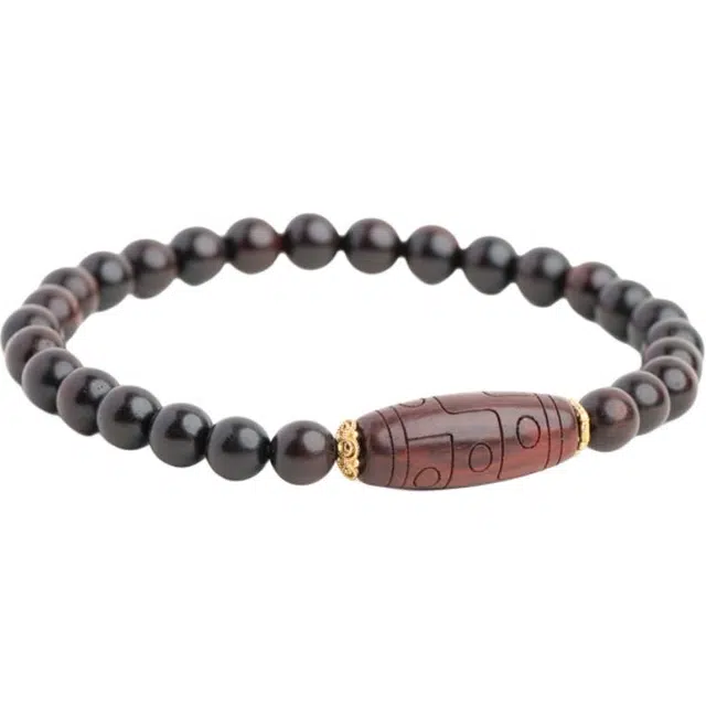 仙源 天珠 新中式简约文玩念珠 平安福 木作 手串 男女同款情侣款 紫檀