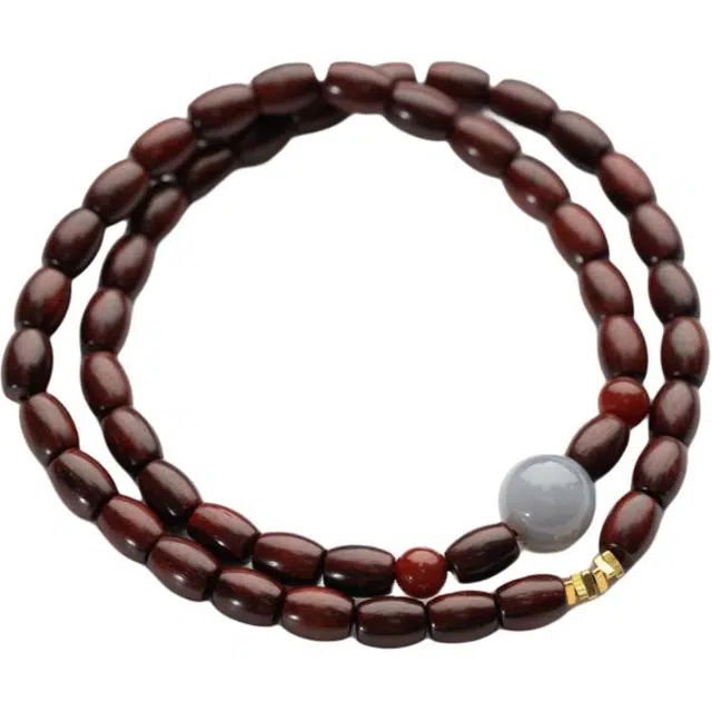 仙源 米珠 新中式国风文玩念珠盘玩双圈 平安福 檀木 木作手串 男女同款情侣款 紫檀