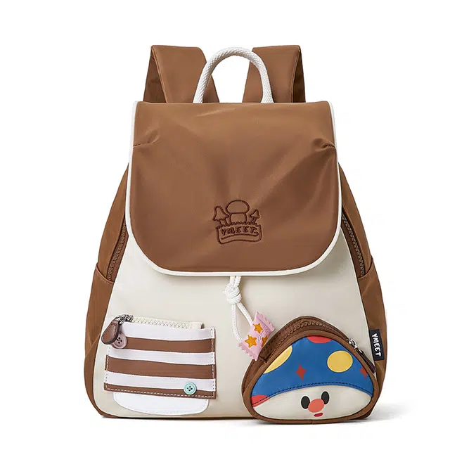 音魅小众 旅行轻便可爱卡通学生通勤 织物 双肩包 女款 多色 大号