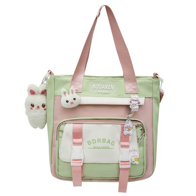 帕克熊 时尚双肩包大容量上课书包通勤出游背包双肩手提 帆布 初高中大学生通用 常规 男女同款情侣款 多色