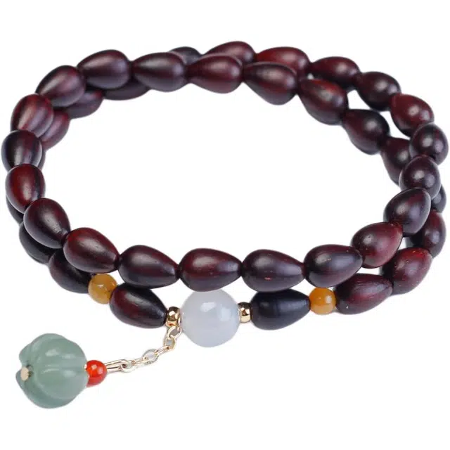 仙源 南瓜珠 水滴珠民族风文玩念珠平安福 合金 木作手串 女款 紫檀