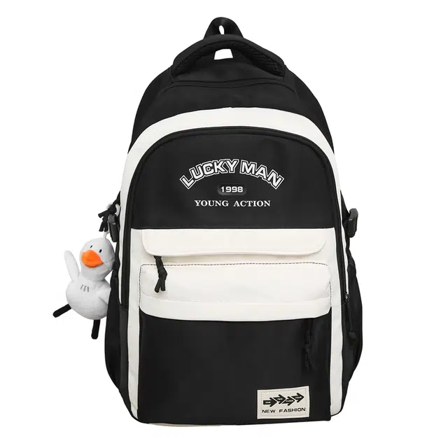 行途 学生拼接字母女生轻便撞色 双肩包 尼龙 男女同款情侣款 多色