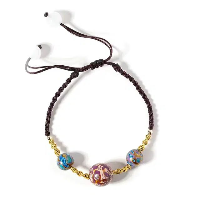 玉临门 国风 编织 合金 木作手链 男女同款情侣款 大漆