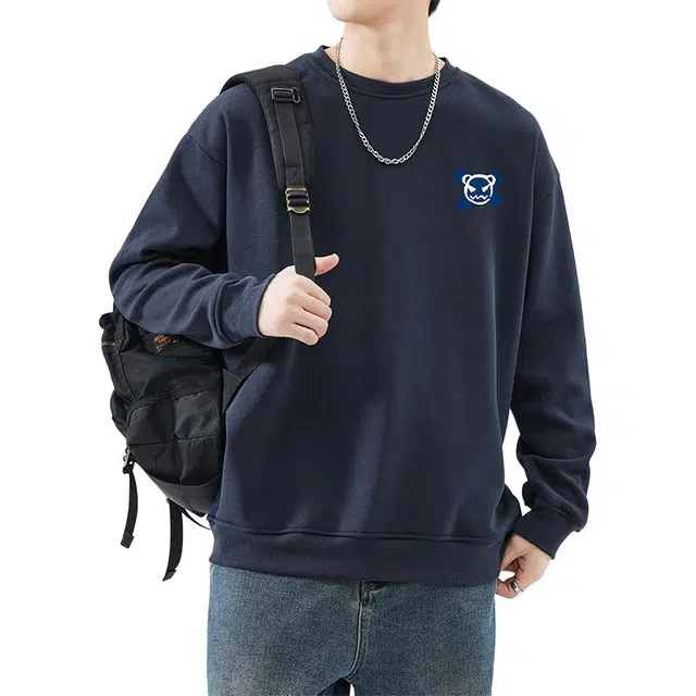 雅鹿 美式宽松百搭卡通印花圆领套头长袖卫衣 男款