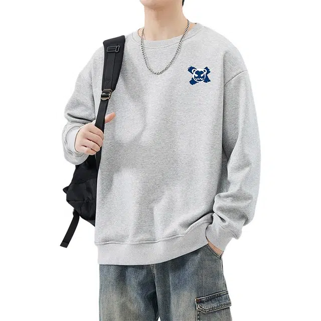 雅鹿 美式宽松百搭卡通印花圆领套头长袖卫衣 男款