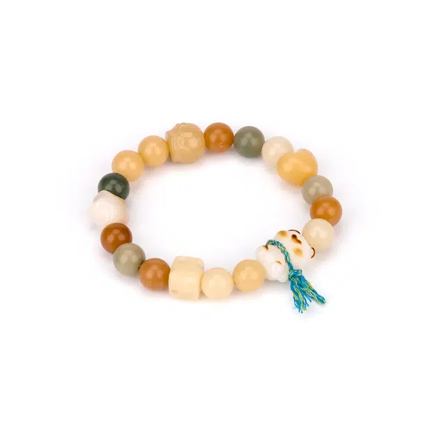 聆听花开 新中式新国风 可爱小熊编织文玩复古文艺温柔爱心 学生佛珠盘玩串珠 小众时尚简约优雅 菩提根 手串 男女同款情侣款