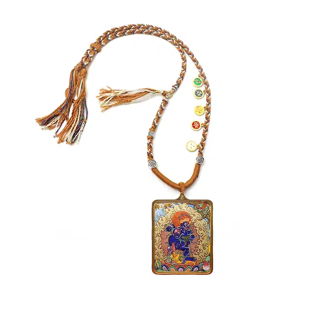 玉临门 国风黑财神唐卡热贡手绘 合金 项坠/吊坠 男女同款情侣款 礼盒