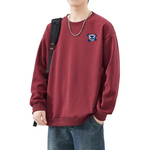 雅鹿 美式宽松百搭卡通印花圆领套头长袖卫衣 男款