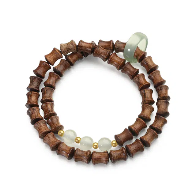 彗时 节节高升竹节福气百搭手饰 小众高级设计新中式国风幸运转运珠子礼盒 檀木 木作手串 男女同款情侣款 黑檀