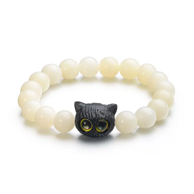 彗时 龙年招财猫手绳链 新中式国潮风设计转运轻奢时尚精致 学生生日送礼盒物闺蜜 白玉菩提 手串 男女同款情侣款