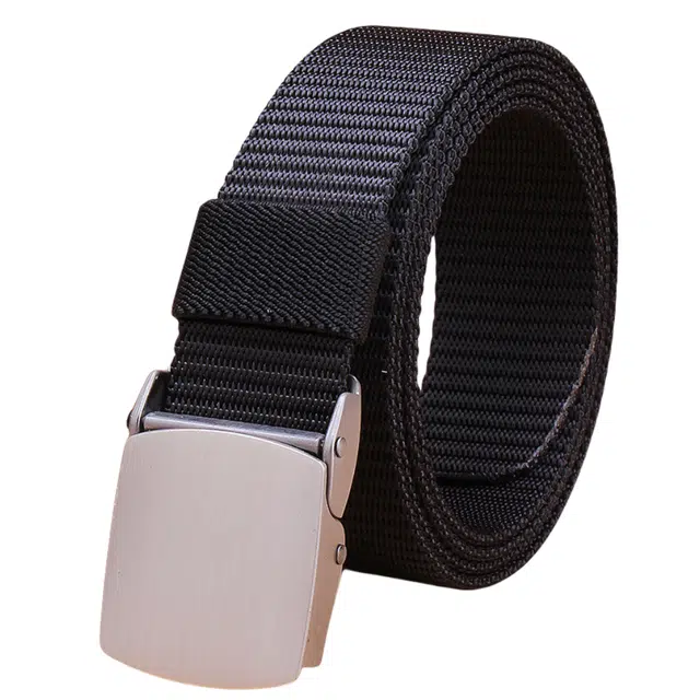 帝企鹅 细平滑扣帆布腰带简约休闲尼龙可剪短窄 无孔牛仔裤带 男款