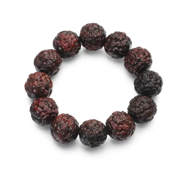 彗时 【收藏级】瑞兽貔貅招财暴富小叶佛珠盘串 新中式国潮福气复古小众设计转运珠念珠百搭送礼盒物 木作 手串 男女同款情侣款 紫檀