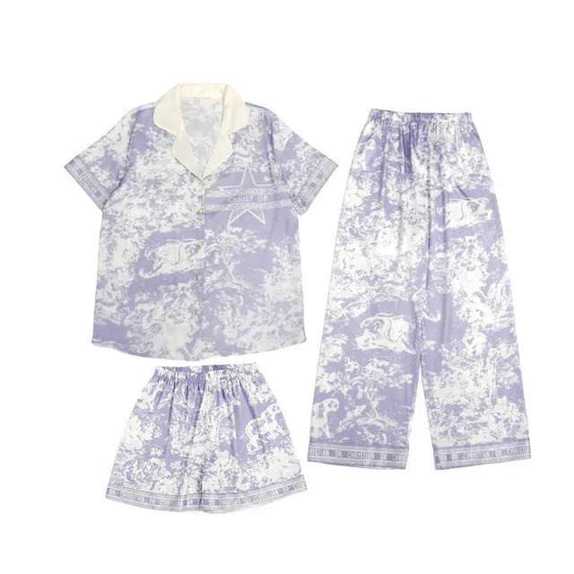 花蔓色 短袖薄款家居服可外穿睡衣套装 女款 浅紫色