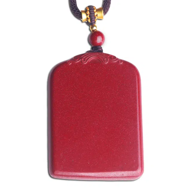 妍韵珠宝 平安无事牌本命年转运 再造辰砂朱砂 玉石吊坠 男女同款情侣款