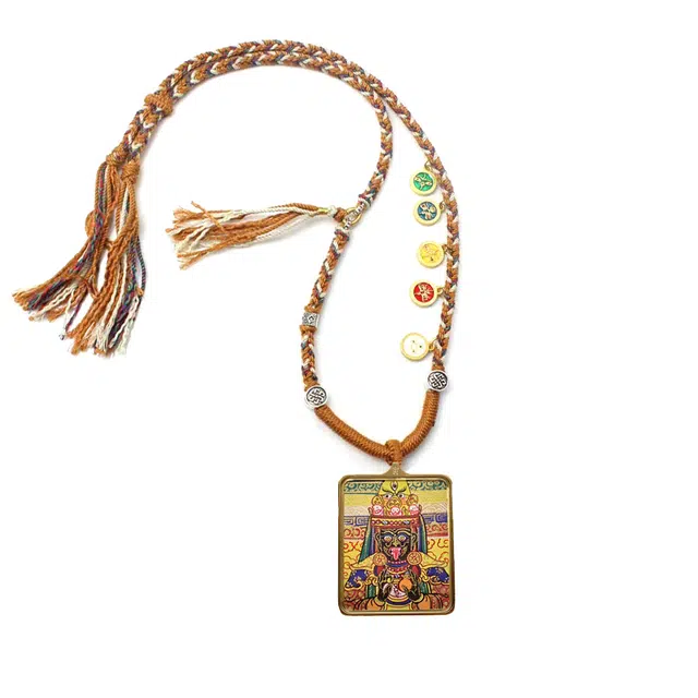 玉临门 国风藏式复古扎基拉姆唐卡热贡手绘 合金 吊坠 男女同款情侣款