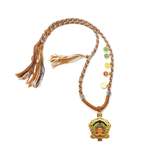 玉临门 国风事事顺利 文殊菩萨唐卡热贡手绘 合金 吊坠 男女同款情侣款