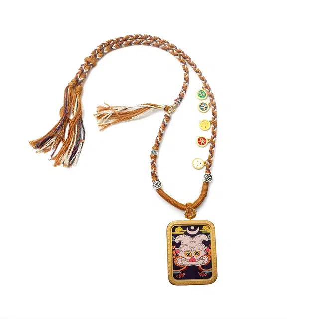 玉临门 国潮转运招财大鹏金翅鸟唐卡热贡手绘 合金 吊坠 男女同款情侣款