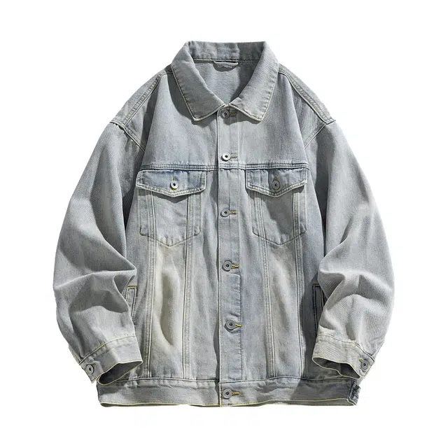 美式潮流宽松翻领百搭休闲夹克牛仔外套 男女同款