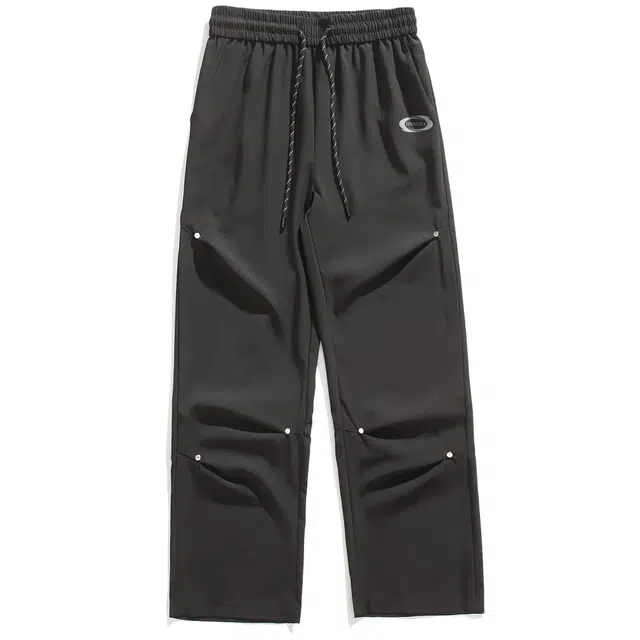 金贝勒 美式简约凉感褶皱伞兵直筒机能宽松透气垂感休闲裤 男女同款