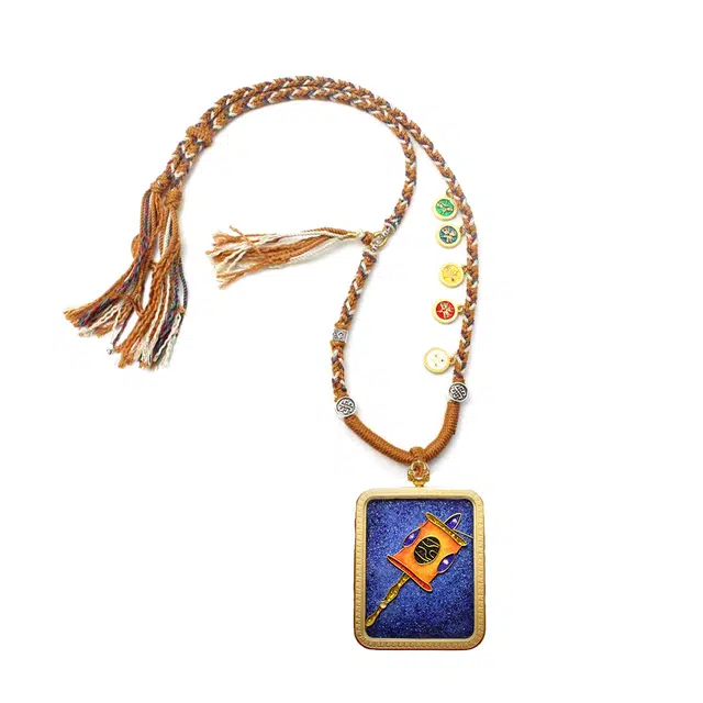 玉临门 国风复古转运转经轮唐卡热贡手绘 合金 吊坠 男女同款情侣款