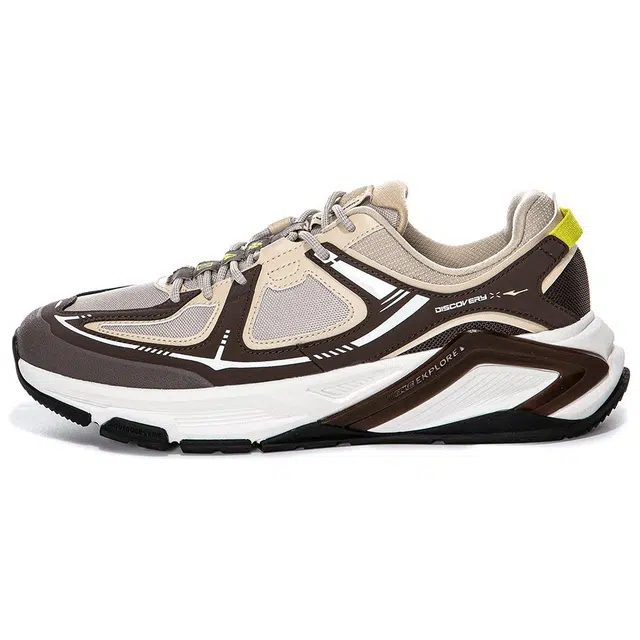 鸿星尔克 百搭简约耐磨透气 低帮 休闲跑步鞋 男款 咖啡棕