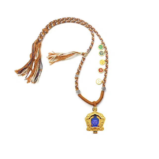 玉临门 国潮吉祥如意 健康平安药师佛唐卡热贡手绘 合金 吊坠 男女同款情侣款