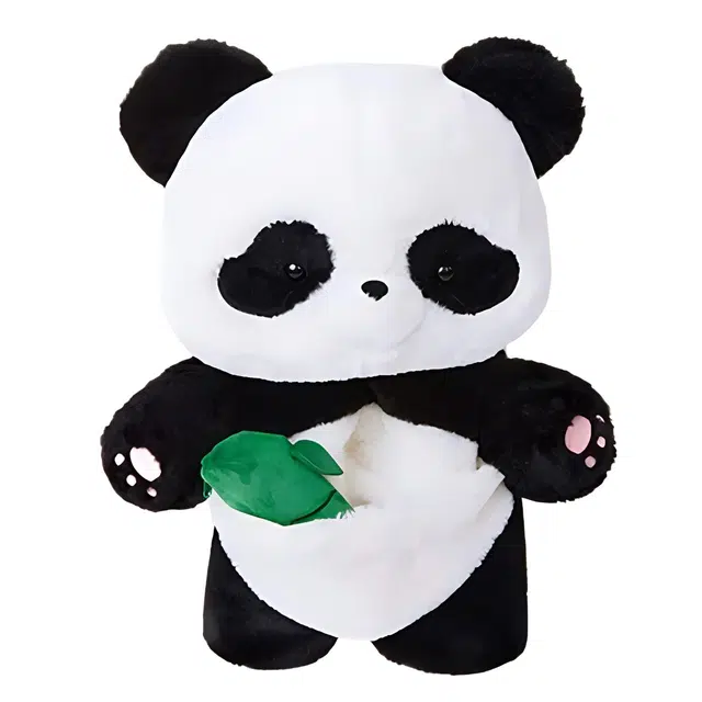 抱竹 古力古力 熊猫 可爱百搭玩偶 聚酯纤维 双肩包 中号 男女同款情侣款 黑白